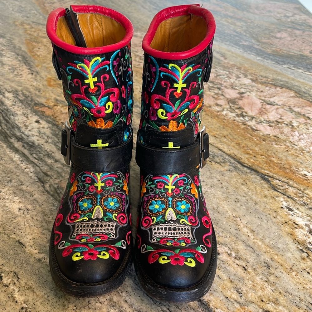 Old Gringo Klak Sugar Skull Biker Boots Sz. 6